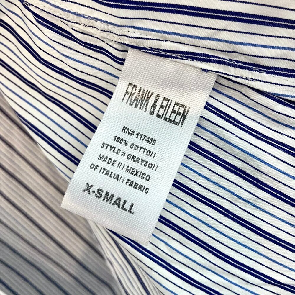 Frank & Eileen Grayson Navy Blue Stripe Cotton Button Down Shirt XS - Picture 11 of 11